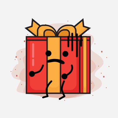 Noel Hediyesi Kutusu Şirin Vektör Çizimi