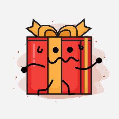 Noel Hediyesi Kutusu Şirin Vektör Çizimi