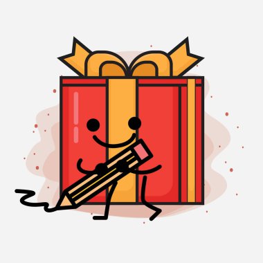 Noel Hediyesi Kutusu Şirin Vektör Çizimi