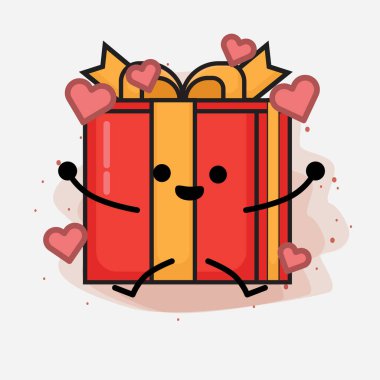 Noel Hediyesi Kutusu Şirin Vektör Çizimi