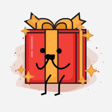 Noel Hediyesi Kutusu Şirin Vektör Çizimi