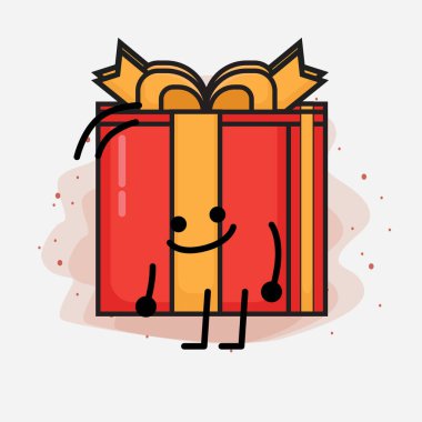 Noel Hediyesi Kutusu Şirin Vektör Çizimi