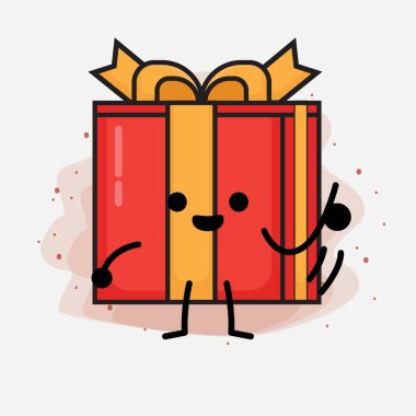 Noel Hediyesi Kutusu Şirin Vektör Çizimi