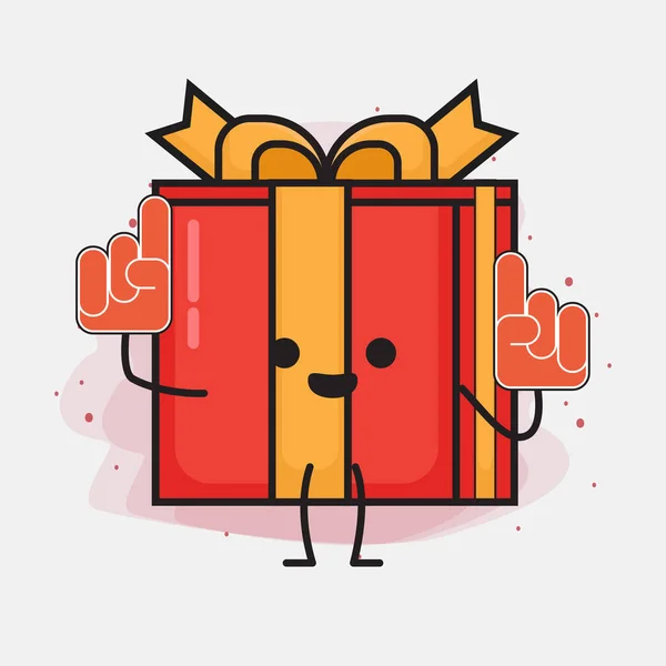 Christmas Gift Box Cute Vector Character Illustration — Stock Vector