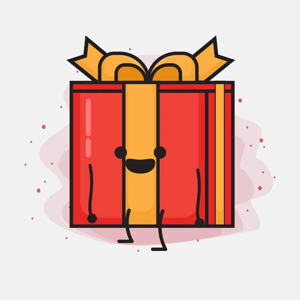 Weihnachten Geschenk Box Cute Vector Character Illustration — Stockvektor