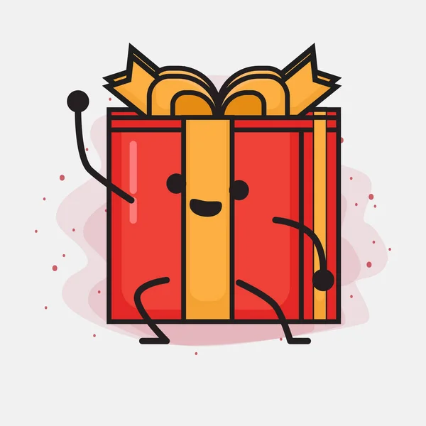 Weihnachten Geschenk Box Cute Vector Character Illustration — Stockvektor