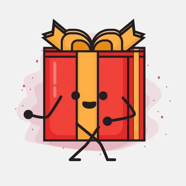 Weihnachten Geschenk Box Cute Vector Character Illustration — Stockvektor