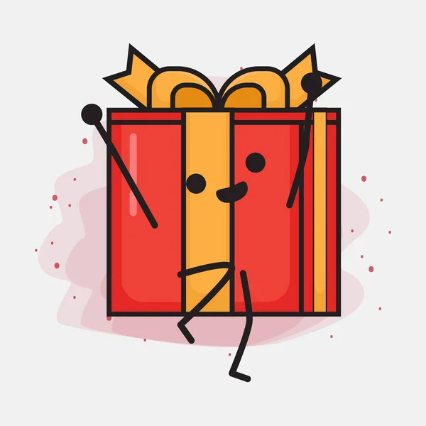 Weihnachten Geschenk Box Cute Vector Character Illustration — Stockvektor