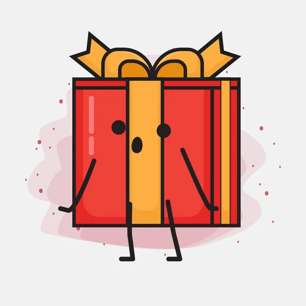 Vánoční Dárkové Balení Roztomilý Vektorový Znak Ilustrace — Stockový vektor