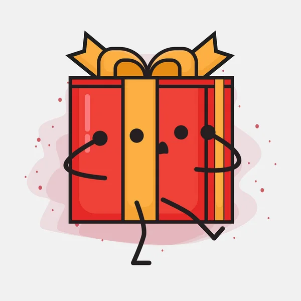 Boîte Cadeau Noël Illustration Personnage Vectoriel Mignon — Image vectorielle