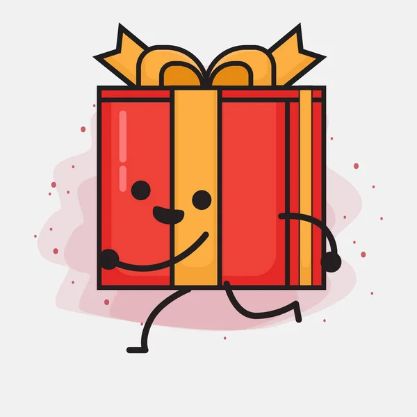 Christmas Gift Box Cute Vector Character Illustration — Stock Vector