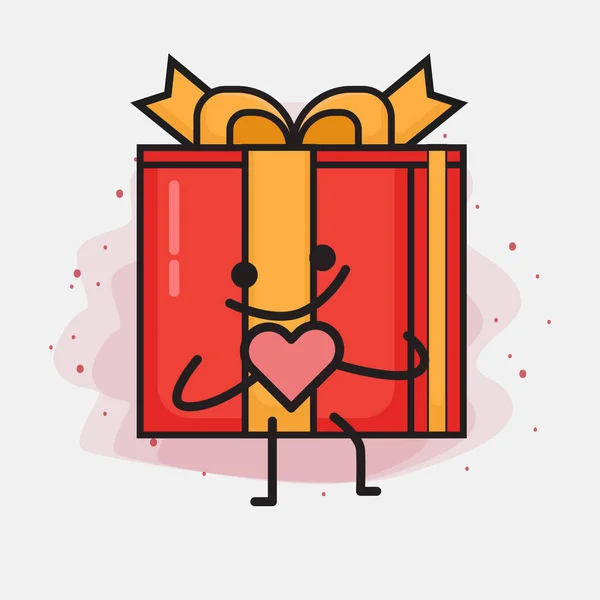 Weihnachten Geschenk Box Cute Vector Character Illustration — Stockvektor