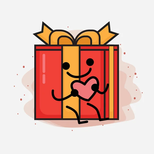 Weihnachten Geschenk Box Cute Vector Character Illustration — Stockvektor