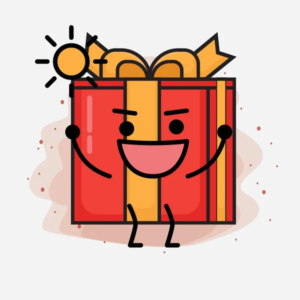 Weihnachten Geschenk Box Cute Vector Character Illustration — Stockvektor