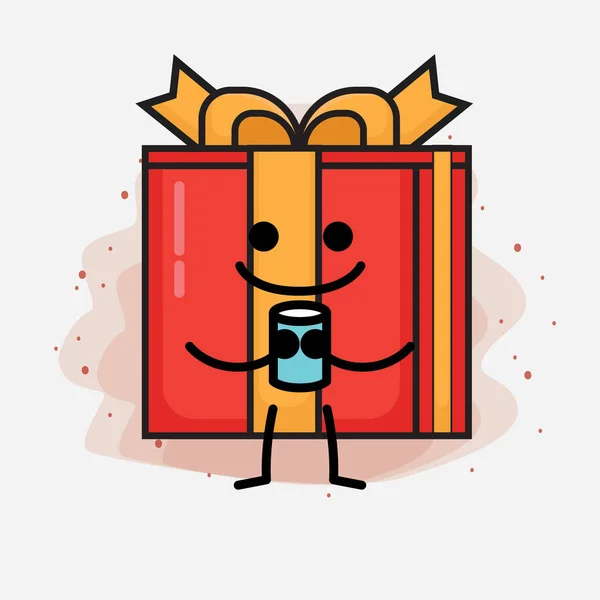 Weihnachten Geschenk Box Cute Vector Character Illustration — Stockvektor