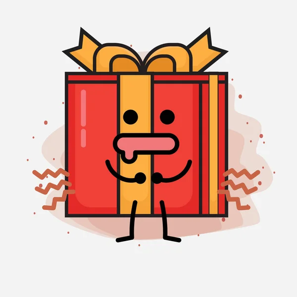 Boîte Cadeau Noël Illustration Personnage Vectoriel Mignon — Image vectorielle