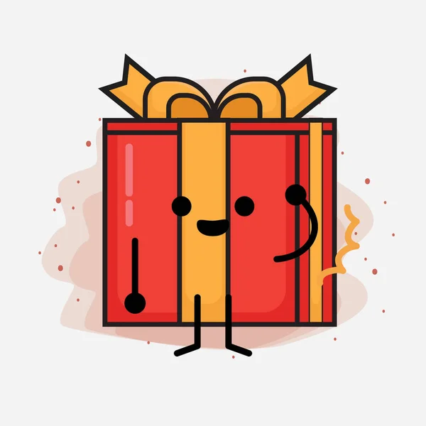 Weihnachten Geschenk Box Cute Vector Character Illustration — Stockvektor