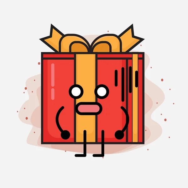 Weihnachten Geschenk Box Cute Vector Character Illustration — Stockvektor