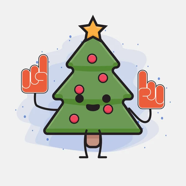 Árbol Navidad Icono Lindo Personaje Ilustración — Vector de stock