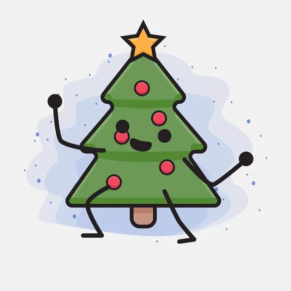 Weihnachtsbaum Cute Icon Character Illustration — Stockvektor