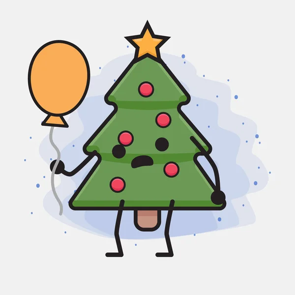 Weihnachtsbaum Cute Icon Character Illustration — Stockvektor