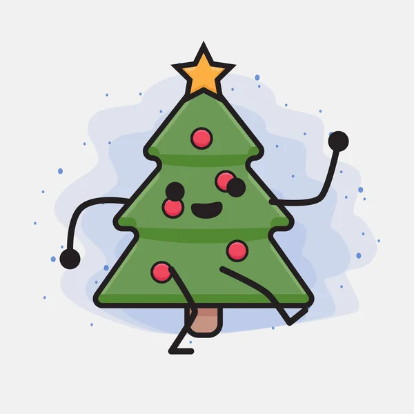 Árbol Navidad Icono Lindo Personaje Ilustración — Archivo Imágenes Vectoriales