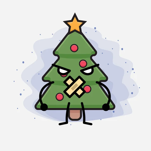 Árbol Navidad Icono Lindo Personaje Ilustración — Archivo Imágenes Vectoriales