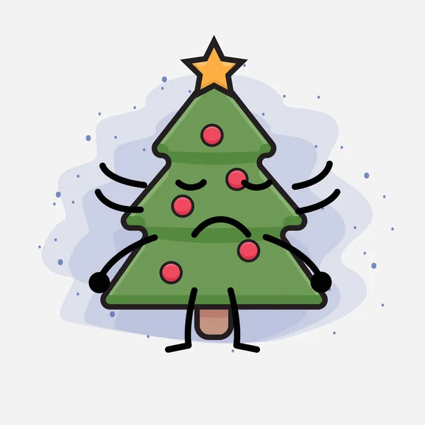 Christmas Tree Cute Icon Character Illustration — Stock Vector