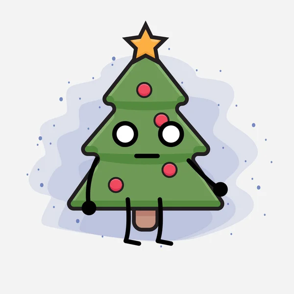 Weihnachtsbaum Cute Icon Character Illustration — Stockvektor