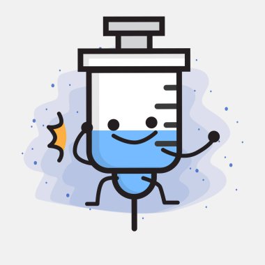 Şirin Tıbbi Şırınga Vektör Simgesi İllüstrasyonu