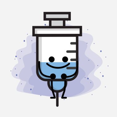 Şirin Tıbbi Şırınga Vektör Simgesi İllüstrasyonu