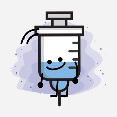 Şirin Tıbbi Şırınga Vektör Simgesi İllüstrasyonu