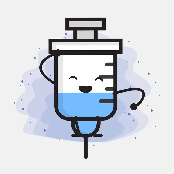 Cute Medical Syringe Vector Icon Illustration — Stock Vector