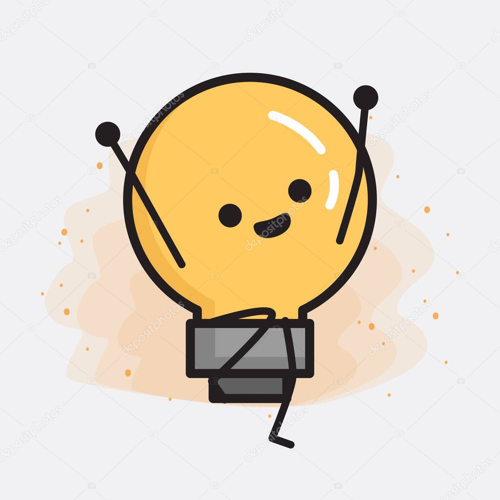 Light Bulb Cute Character icon Vector Illustration