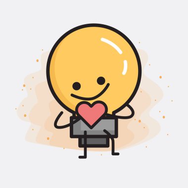 Ampul Sevimli Karakter simgesi Vektör İllüstrasyonu