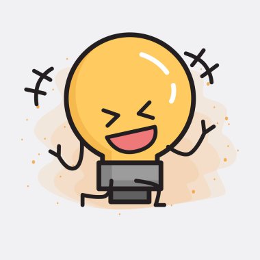 Ampul Sevimli Karakter simgesi Vektör İllüstrasyonu