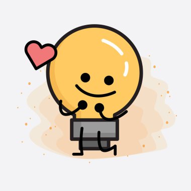 Ampul Sevimli Karakter simgesi Vektör İllüstrasyonu