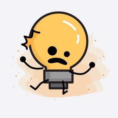 Ampul Sevimli Karakter simgesi Vektör İllüstrasyonu