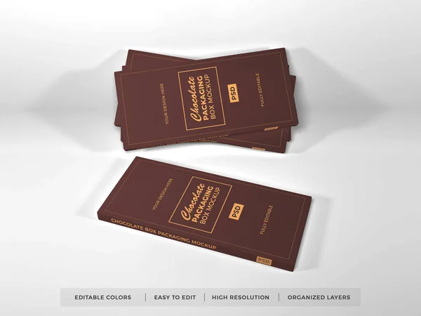 Realistische Chocoladedoos Verpakking Mockup — Stockfoto