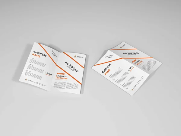 Bifold Brochure Illustratie Mockup Template Scene — Stockfoto