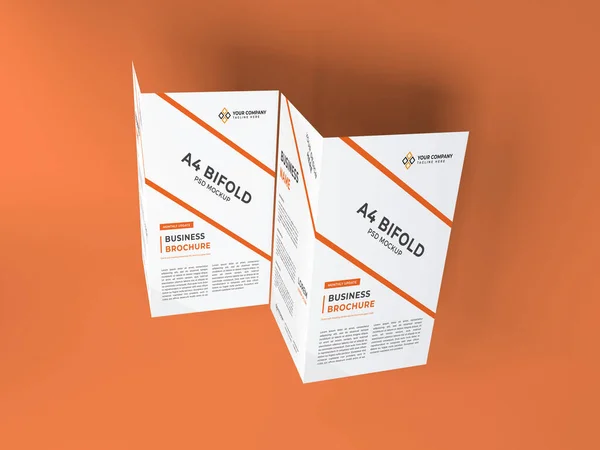 Folleto Realista Bifold Plantilla Maqueta Psd — Foto de Stock