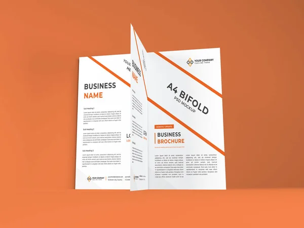 Realisztikus Bifold Brochure Mockup Template Psd — Stock Fotó