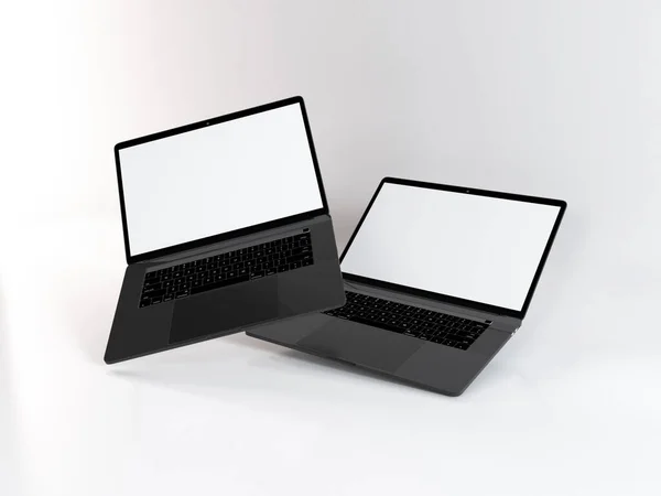 Realistic Laptop Mockup Template Scene — Stock Photo, Image