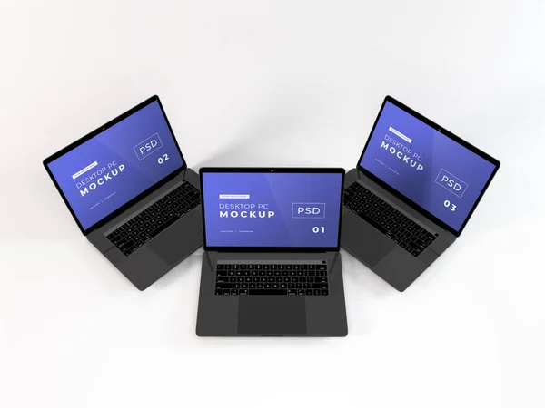 Realistico Laptop Mockup Template Scena — Foto Stock