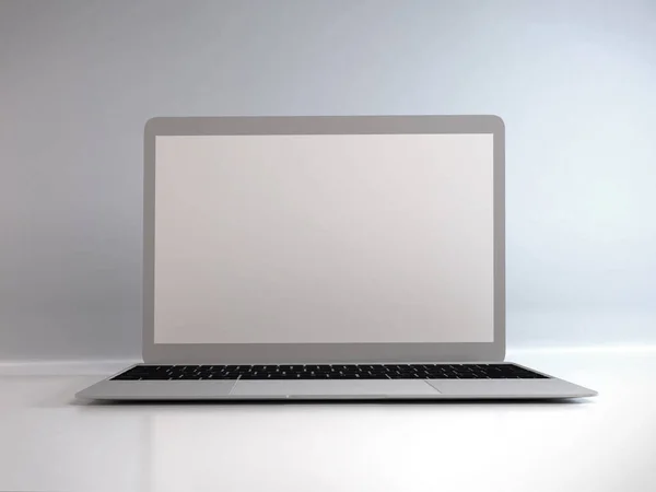 Realistisk Laptop Mockup Mall Scen — Stockfoto