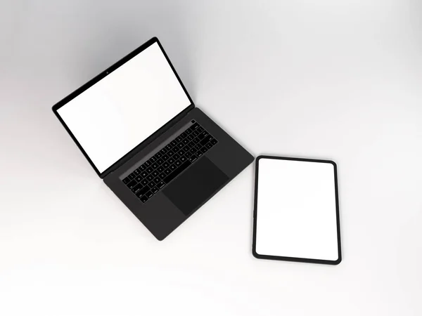 Realisztikus Laptop Tablet Device Mockup Template — Stock Fotó