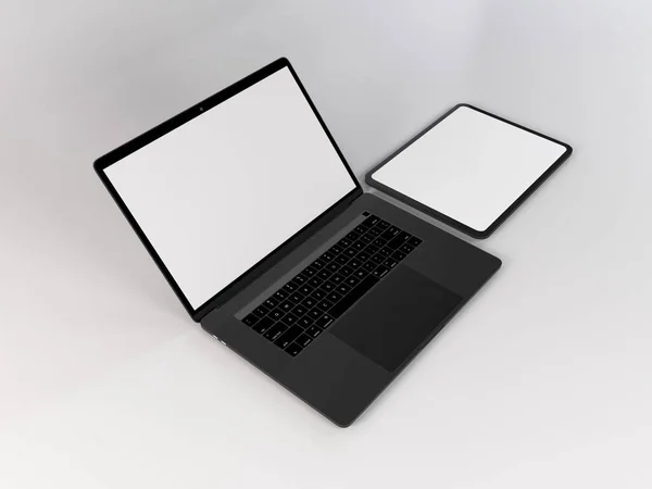 Realistyczny Szablon Modelu Laptopa Tabletu — Zdjęcie stockowe