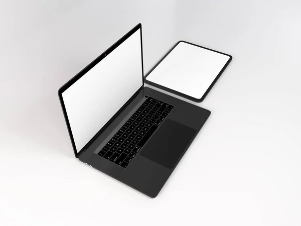 Modelo Mockup Laptop Tablet Realistas — Fotografia de Stock
