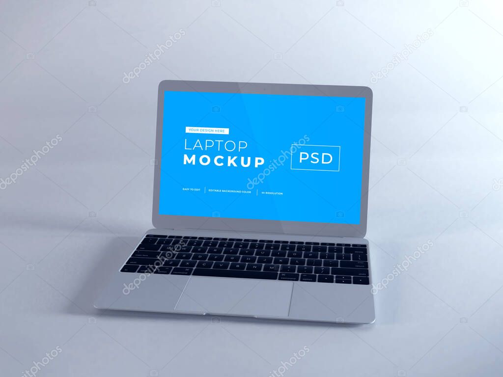 Realistic Laptop Mockup Template Scene