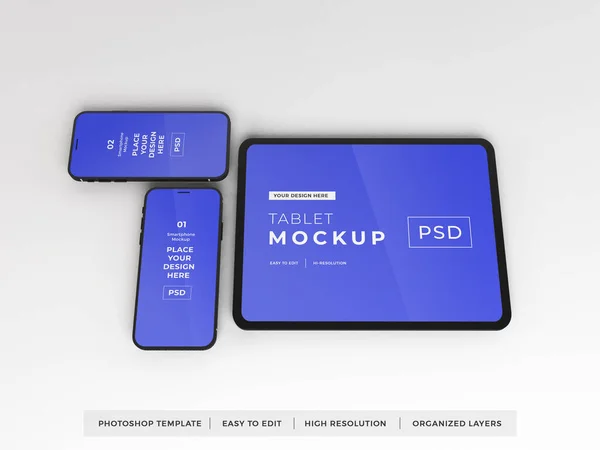 Plantilla Realista Smartphone Tablet Mockup —  Fotos de Stock